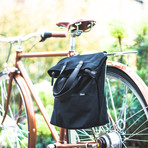 Tote Pannier Bag (Blue Canvas/Brown Leather)