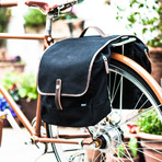 Double Pannier Bag (Black Canvas/Black Leather)