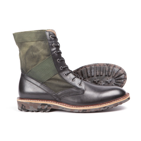 Vintage Foundry Co // Paratrooper Leather + Canvas Boot // Black + Olive (US: 8)