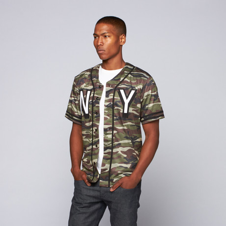 NY Mesh Baseball Shirt // Camo (S)