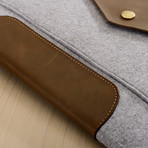 Envelope MacBook Sleeve // Grey + Chestnut Leather (11" MacBook Air)