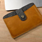 Tablet Sleeve // Grey Felt + Yellow Pocket (iPad Mini)