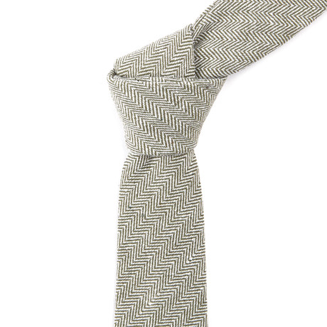 Cotton Skinny Tie // Dark Grey Herringbone