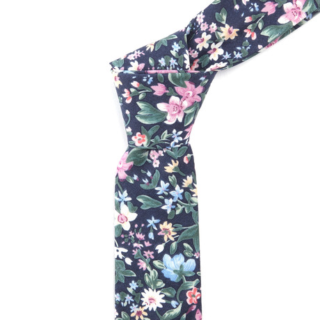 Cotton Skinny Tie // Shaded Black Floral