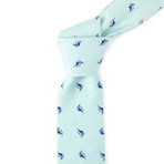 Cotton Skinny Tie // Mint Sailboat