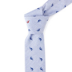 Cotton Skinny Tie // Light Blue Sailboat