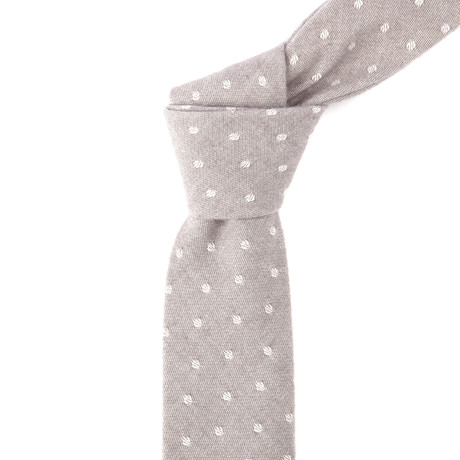 Cotton Skinny Tie // Grey Polka Dot