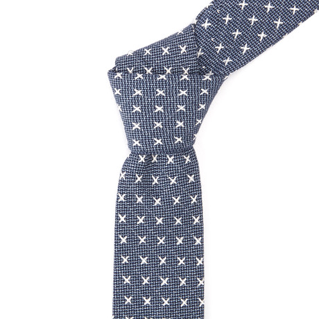 Cotton Skinny Tie // Blue X