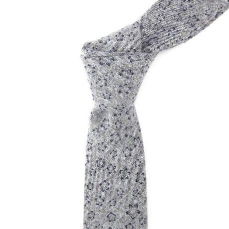 Cotton Skinny Tie // Grey Floral