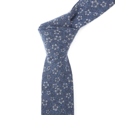 Cotton Skinny Tie // Blue Floral