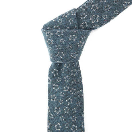 Cotton Skinny Tie // Green Floral