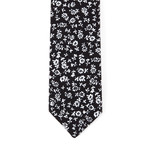 Cotton Skinny Tie // Black + White Floral