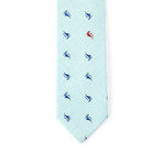 Cotton Skinny Tie // Mint Sailboat