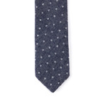 Cotton Skinny Tie // Navy Polka Dot