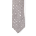 Cotton Skinny Tie // Grey Polka Dot