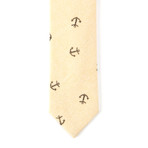 Cotton Skinny Tie // Beige Anchor