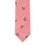 Cotton Skinny Tie // Pink Anchor