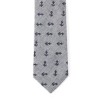 Cotton Skinny Tie // Grey Chambray Anchor