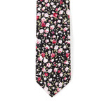 Cotton Skinny Tie // Black Floral