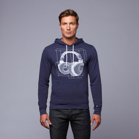 Blueprint Hooded Pullover // Navy Blue (S)