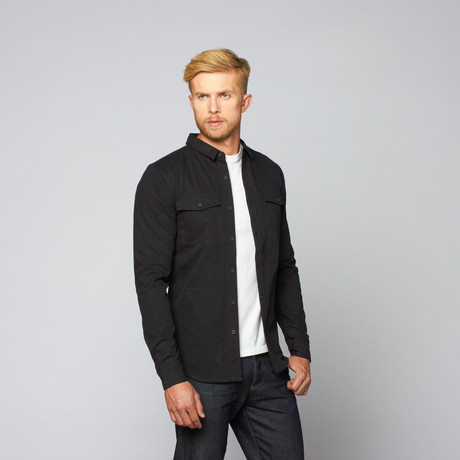 Woodman Woven Shirt Jacket // Dirty Black (S)