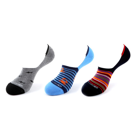 No Show Socks // Sharks + Crabs // Pack of 3