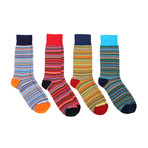 Mid-Calf Socks // Assorted Stripes 1 // Pack of 4