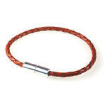 Leather Bracelet // Aluminum Clasp // Wine // 3MM (Small)