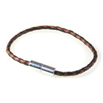 Leather Bracelet // Aluminum Clasp // Black & Brown // 3MM (Small)