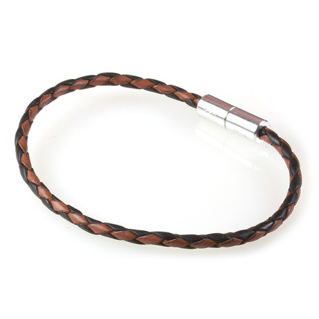 Leather Bracelet // Aluminum Clasp // Black & Brown // 3MM (Small)