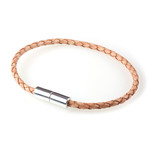 Leather Bracelet // Aluminum Clasp // Natural // 3MM (Small)