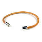 Round Leather Bracelet // Aluminum Clasp // Natural // 4MM (Small)