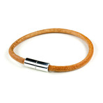 Round Leather Bracelet // Aluminum Clasp // Natural // 4MM (Small)