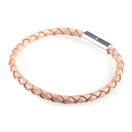 Leather Bracelet // Aluminum Clasp // Natural // 4MM (Small)