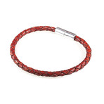 Leather Bracelet // Aluminum Clasp // Wine // 4MM (Small)