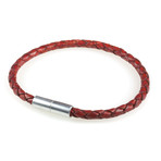 Leather Bracelet // Aluminum Clasp // Wine // 4MM (Small)