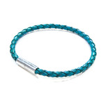 Leather Bracelet // Aluminum Clasp // Turquoise // 4MM (Small)