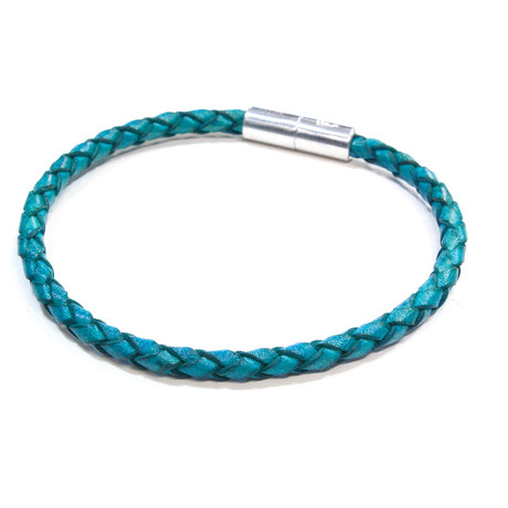 Leather Bracelet // Aluminum Clasp // Turquoise // 4MM (Small)