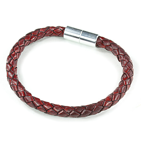 Leather Bracelet // Aluminum Clasp // Wine // 6MM (Small)