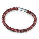 Leather Bracelet // Aluminum Clasp // Wine // 6MM (Small)