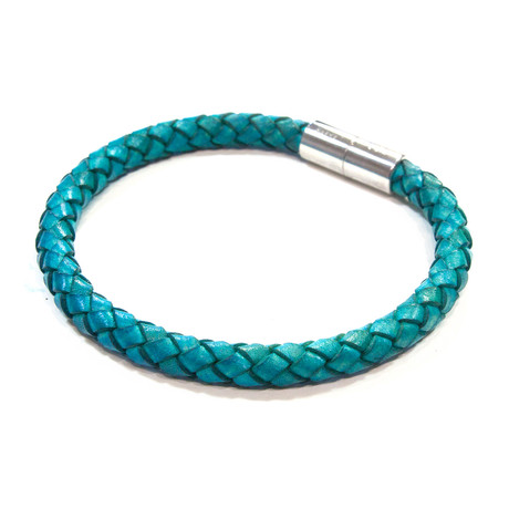 Leather Bracelet // Aluminum Clasp // Turquoise // 6MM (Small)