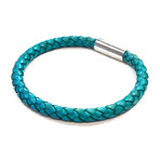 Leather Bracelet // Aluminum Clasp // Turquoise // 6MM (Small)