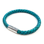 Leather Bracelet // Aluminum Clasp // Turquoise // 6MM (Small)