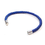 Leather Bracelet // Aluminum Clasp // Blue // 6MM (Small)