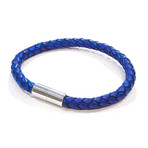 Leather Bracelet // Aluminum Clasp // Blue // 6MM (Small)