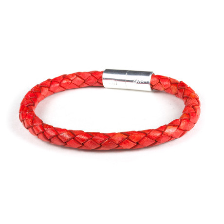 Leather Bracelet // Aluminum Clasp // Red // 6MM (Small)