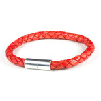 Leather Bracelet // Aluminum Clasp // Red // 6MM (Small)