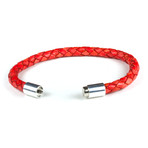 Leather Bracelet // Aluminum Clasp // Red // 6MM (Small)