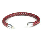 Leather Bracelet // Aluminum Clasp // Wine // 8MM (Small)