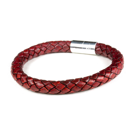 Leather Bracelet // Aluminum Clasp // Wine // 8MM (Small)